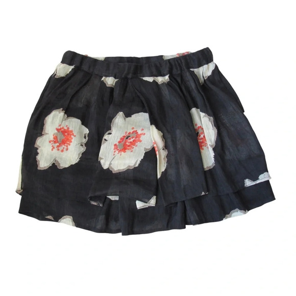 Isabel Marant Etoile Navy Double Layer Poppy Print MIni Skirt Size 40 Large Flaw - Picture 3 of 10